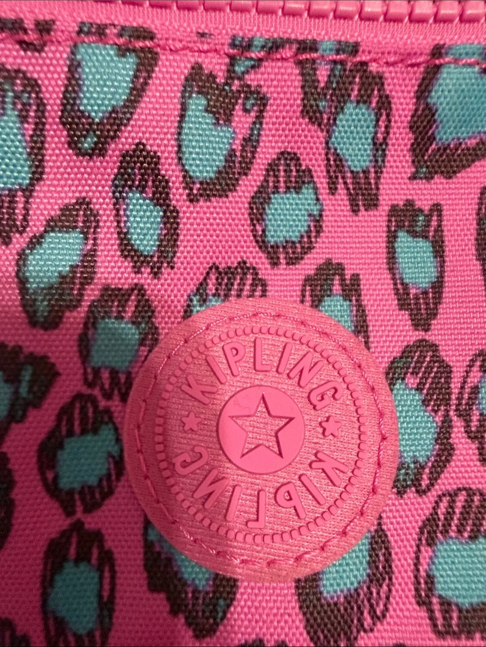 Kipling Pink and Teal Leopard Kids Crossbody Bag